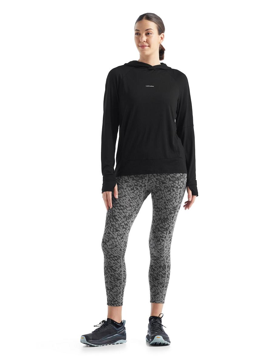 Black Icebreaker Cool-Lite™ Merino Hoodie Women's Long Sleeve | AU 1637JPQJ